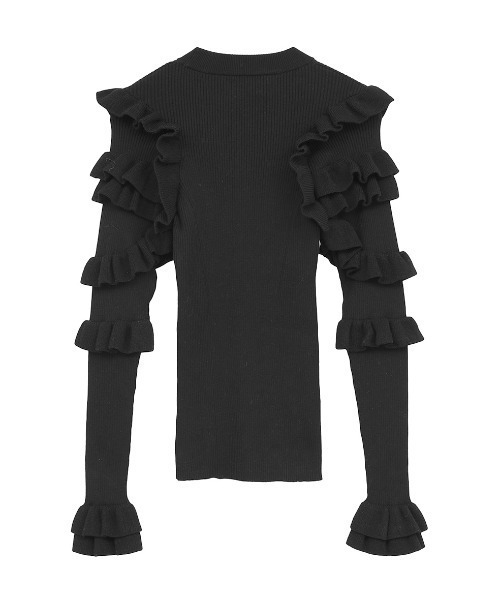 CLANE(クラネ)の「CLANE/クラネ/FRILL SLEEVE KNIT TOPS(ニット/セーター・レディース・グレー/ブラック/その他24・1)」の4枚目の写真