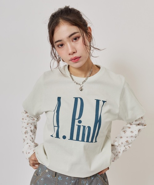 atmos pink(アトモスピンク)の「atmos pink Layered Print LS T-shirt / アトモス ピンク レイヤード プリント LS T-シャツ(Tシャツ/カットソー・レディース・ブラック/ホワイト・FREE)」の3枚目の写真
