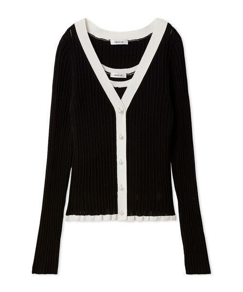 FRAY I.D(フレイアイディー)の「コットンモダールアンサンブルニット(ニット/セーター・レディース・イエロー/ホワイト/その他/ブラック・F)」の4枚目の写真