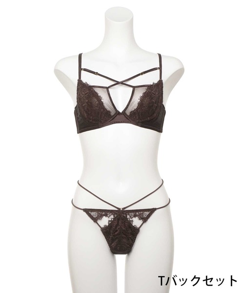 Ravijour(ラヴィジュール)の「ラムールプリエ Tバックセット(ブラ&ショーツ・レディース・ブラウン/ピンク・M/S)」の4枚目の写真