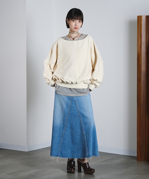 ROSE BUD（ローズバッド）の「OFF SHOULDER INLEY PULLOVER（スウェット・レディース・ライトブルー/ブラック/オフホワイト・ONE SIZE）」の7枚目の写真