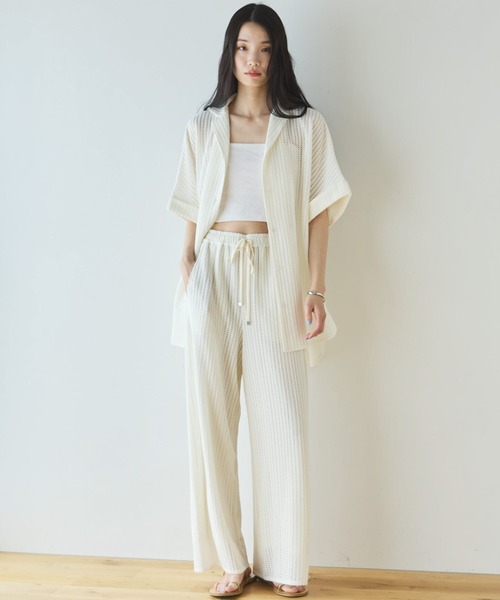 Doux archives(ドゥアルシーヴ)の「【セットアップ対応】メッシュレースオーバーシャツ(シャツ/ブラウス・レディース・ブラック/オフホワイト・FREE)」の9枚目の写真