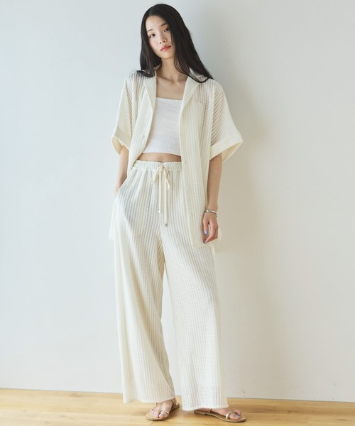 Doux archives(ドゥアルシーヴ)の「【セットアップ対応】メッシュレースオーバーシャツ(シャツ/ブラウス・レディース・ブラック/オフホワイト・FREE)」の10枚目の写真