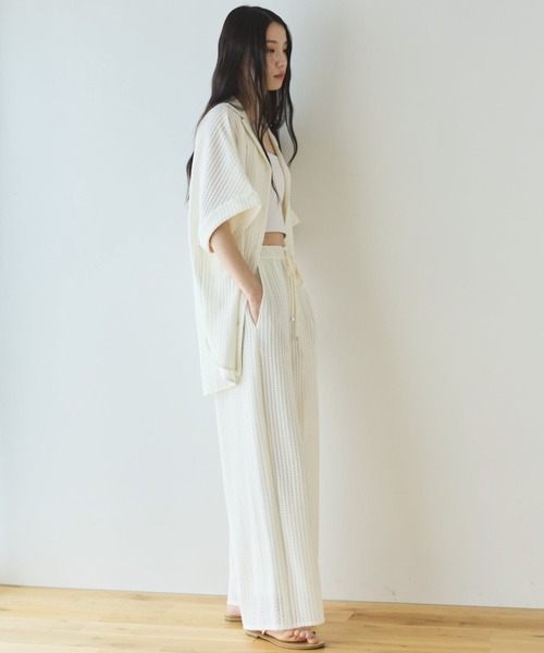 Doux archives(ドゥアルシーヴ)の「【セットアップ対応】メッシュレースオーバーシャツ(シャツ/ブラウス・レディース・ブラック/オフホワイト・FREE)」の14枚目の写真