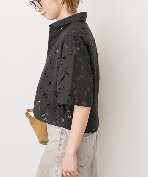 TICCA ブラック レース トップス 半袖 TICCA / ティッカ 別注レース半袖シャツ*（シャツ/ブラウス）｜Spick