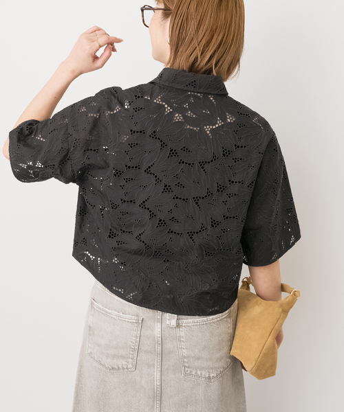 TICCA ブラック レース トップス 半袖 TICCA / ティッカ 別注レース半袖シャツ*（シャツ/ブラウス）｜Spick