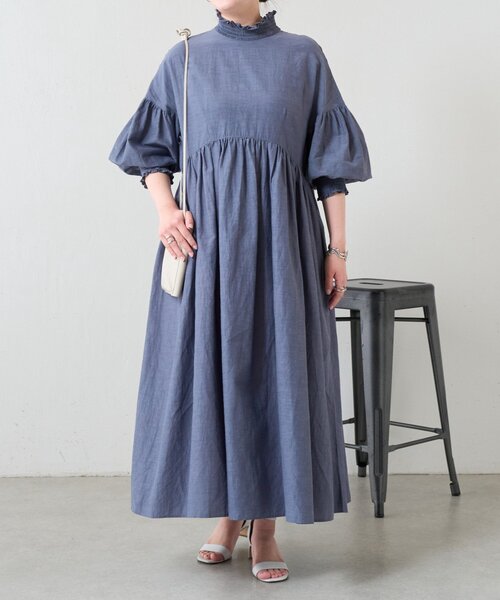 BEARDSLEY（ビアズリー）の「モックネックシャーリングワンピース（ワンピース・レディース・グレー・FREE）」の19枚目の写真