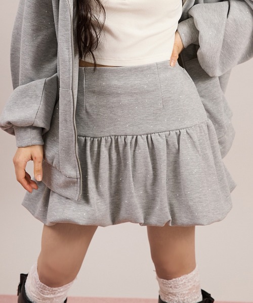 apres jour mignon(アプレジュールミニョン)の「【セットアップ着用可能】ポンチバルーンスカート(スカート・レディース・オフホワイト/チャコールグレー/杢グレー/ブラック/モカ・フリー/LARGE)」の4枚目の写真