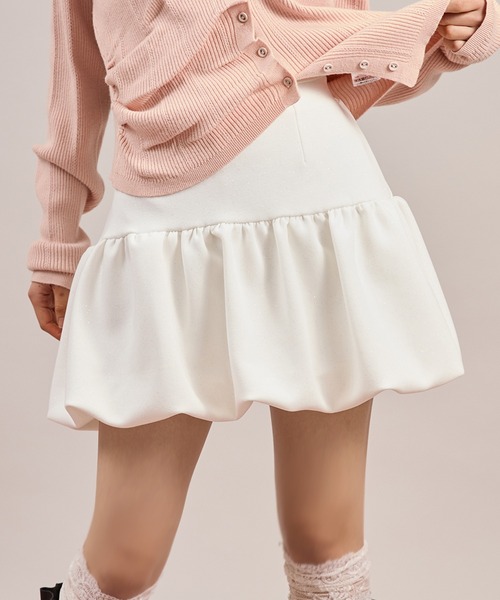 apres jour mignon(アプレジュールミニョン)の「【セットアップ着用可能】ポンチバルーンスカート(スカート・レディース・オフホワイト/チャコールグレー/杢グレー/ブラック/モカ・フリー/LARGE)」の3枚目の写真