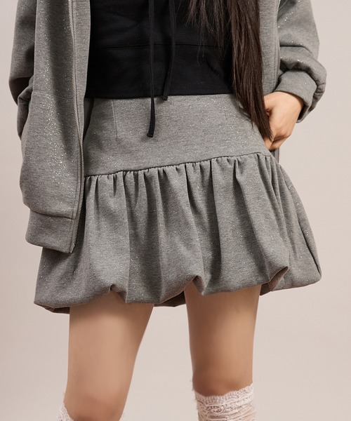 apres jour mignon(アプレジュールミニョン)の「【セットアップ着用可能】ポンチバルーンスカート(スカート・レディース・オフホワイト/チャコールグレー/杢グレー/ブラック/モカ・フリー/LARGE)」の2枚目の写真