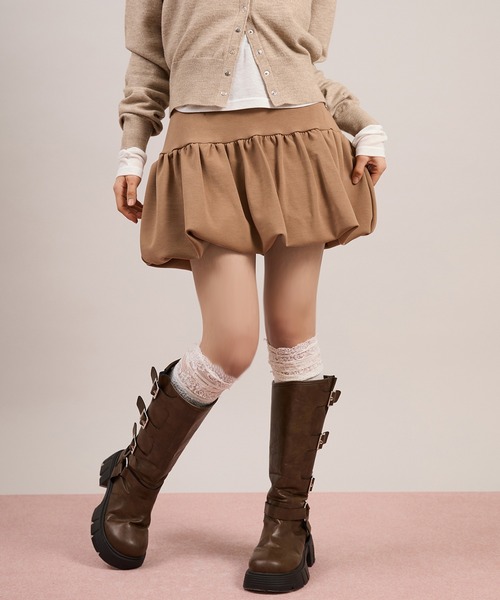 apres jour mignon(アプレジュールミニョン)の「【セットアップ着用可能】ポンチバルーンスカート(スカート・レディース・オフホワイト/チャコールグレー/杢グレー/ブラック/モカ・フリー/LARGE)」の10枚目の写真