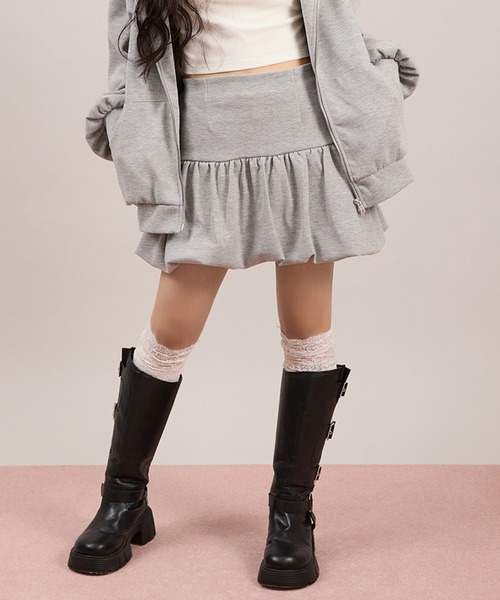 apres jour mignon(アプレジュールミニョン)の「【セットアップ着用可能】ポンチバルーンスカート(スカート・レディース・オフホワイト/チャコールグレー/杢グレー/ブラック/モカ・フリー/LARGE)」の9枚目の写真
