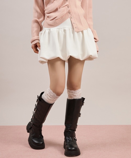 apres jour mignon(アプレジュールミニョン)の「【セットアップ着用可能】ポンチバルーンスカート(スカート・レディース・オフホワイト/チャコールグレー/杢グレー/ブラック/モカ・フリー/LARGE)」の6枚目の写真