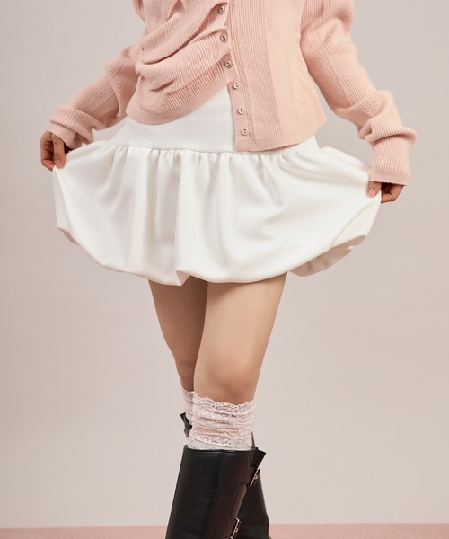apres jour mignon(アプレジュールミニョン)の「【セットアップ着用可能】ポンチバルーンスカート(スカート・レディース・オフホワイト/チャコールグレー/杢グレー/ブラック/モカ・フリー/LARGE)」の12枚目の写真