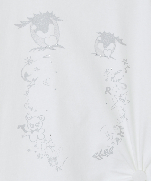 TYPESERVICE（タイプサービス）の「Cry Eyes Half Sleeve Top [White]（Tシャツ/カットソー・レディース・その他・FREE）」の4枚目の写真