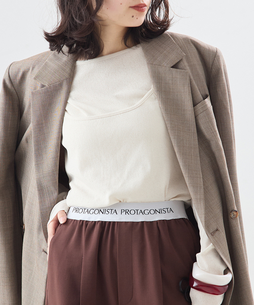 journal standard L'essage（ジャーナルスタンダードレサージュ）の「DRYリブセットアップ（Tシャツ/カットソー・レディース・アイボリー/ブラック/ライトグレー・FREE）」の2枚目の写真