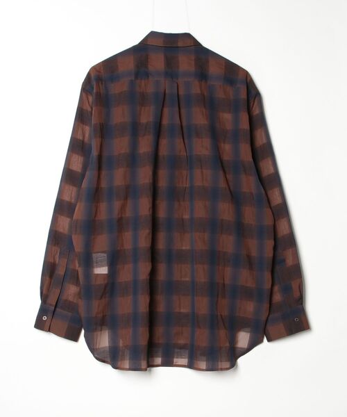 my beautiful landlet（マイビューティフルランドレット）の「【my beautiful landlet】 SIZZLE CHECK/CALVIA STRIPE OVERSIZE SHIRT（シャツ/ブラウス・メンズ・ブルー/チェック/ブラウン/ブラック・1/0）」の5枚目の写真