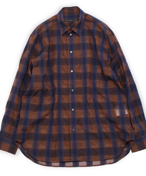 my beautiful landlet（マイビューティフルランドレット）の「【my beautiful landlet】 SIZZLE CHECK/CALVIA STRIPE OVERSIZE SHIRT（シャツ/ブラウス・メンズ・ブルー/チェック/ブラウン/ブラック・1/0）」の3枚目の写真