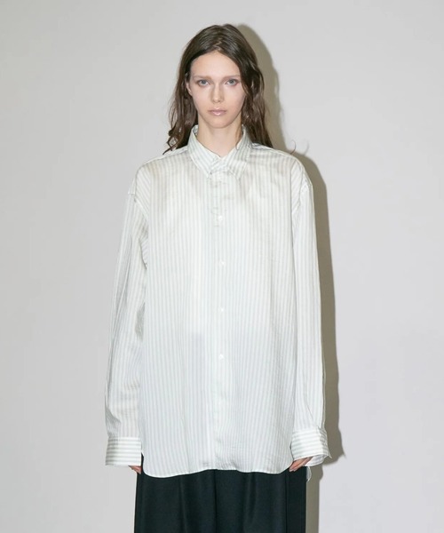 my beautiful landlet(マイビューティフルランドレット)の「【my beautiful landlet】 SIZZLE CHECK/CALVIA STRIPE OVERSIZE SHIRT(シャツ/ブラウス・メンズ・ブルー/チェック/ブラウン/ブラック/ライム/ベージュ・1/0)」の4枚目の写真