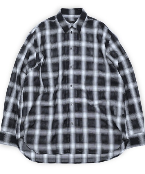 my beautiful landlet（マイビューティフルランドレット）の「【my beautiful landlet】 SIZZLE CHECK/CALVIA STRIPE OVERSIZE SHIRT（シャツ/ブラウス・メンズ・ブルー/チェック/ブラウン/ブラック・1/0）」の2枚目の写真