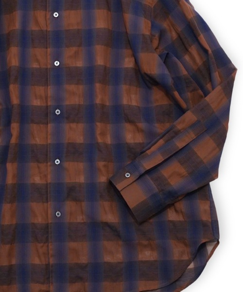 my beautiful landlet(マイビューティフルランドレット)の「【my beautiful landlet】 SIZZLE CHECK/CALVIA STRIPE OVERSIZE SHIRT(シャツ/ブラウス・メンズ・ブルー/チェック/ブラウン/ブラック/ライム/ベージュ・1/0)」の20枚目の写真