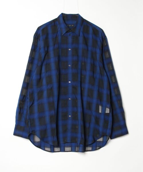 my beautiful landlet(マイビューティフルランドレット)の「【my beautiful landlet】 SIZZLE CHECK/CALVIA STRIPE OVERSIZE SHIRT(シャツ/ブラウス・メンズ・ブルー/チェック/ブラウン/ブラック/ライム/ベージュ・1/0)」の8枚目の写真