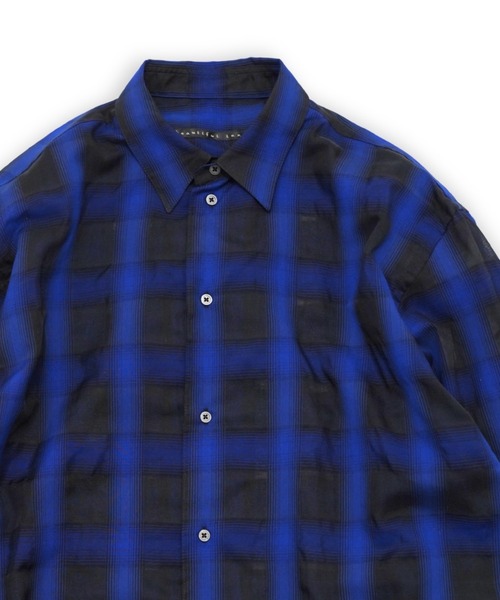 my beautiful landlet(マイビューティフルランドレット)の「【my beautiful landlet】 SIZZLE CHECK/CALVIA STRIPE OVERSIZE SHIRT(シャツ/ブラウス・メンズ・ブルー/チェック/ブラウン/ブラック/ライム/ベージュ・1/0)」の10枚目の写真