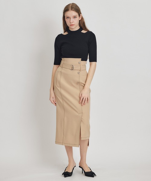 REDYAZEL(レディアゼル)の「バイカラーステッチカッティングハイウエストタイトロングスカート(スカート・レディース・ネイビー/ベージュ/キナリ・MEDIUM/SMALL)」の20枚目の写真