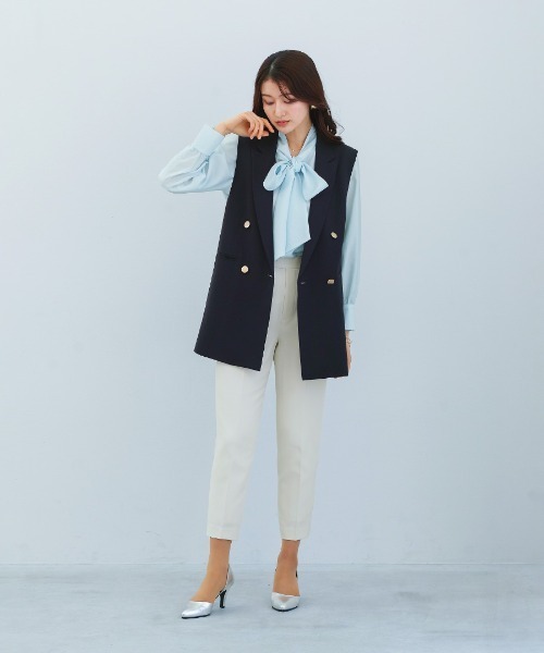 White Collection(ホワイトコレクション)の「【 華やかに彩る 】シャイニーシアー・BIGリボンボウタイブラウス(シャツ/ブラウス・レディース・レモンイエロー/コーラルピンク/サックスブルー・L/M/S)」の10枚目の写真