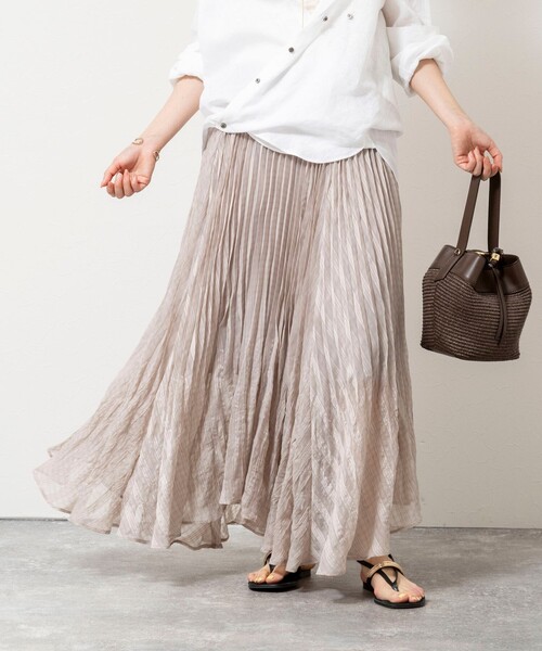 NOLLEY’S(ノーリーズ)の「【WEB限定】ウォッシャブルシアーチェックプリーツスカート(スカート・レディース・ブラック系その他/グリーン系その他/ベージュ系その他・FREE)」の1枚目の写真