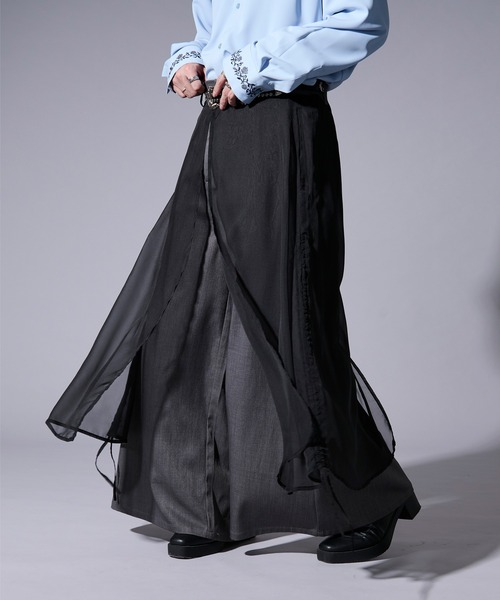 Ellno Loset（エルノロゼット）の「ドロストシアーレイヤードパンツ（スラックス・メンズ・ブラック/グレー・LARGE/MEDIUM/SMALL/X-SMALL）」の21枚目の写真