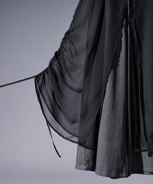 Ellno Loset（エルノロゼット）の「ドロストシアーレイヤードパンツ（スラックス・メンズ・ブラック/グレー・LARGE/MEDIUM/SMALL/X-SMALL）」の3枚目の写真