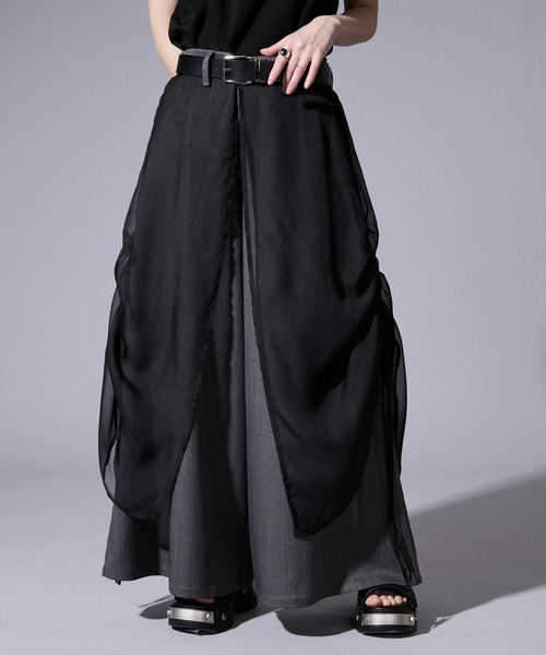 Ellno Loset（エルノロゼット）の「ドロストシアーレイヤードパンツ（スラックス・メンズ・ブラック/グレー・LARGE/MEDIUM/SMALL/X-SMALL）」の6枚目の写真