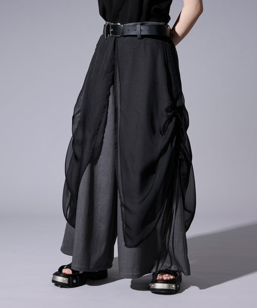 Ellno Loset（エルノロゼット）の「ドロストシアーレイヤードパンツ（スラックス・メンズ・ブラック/グレー・LARGE/MEDIUM/SMALL/X-SMALL）」の9枚目の写真