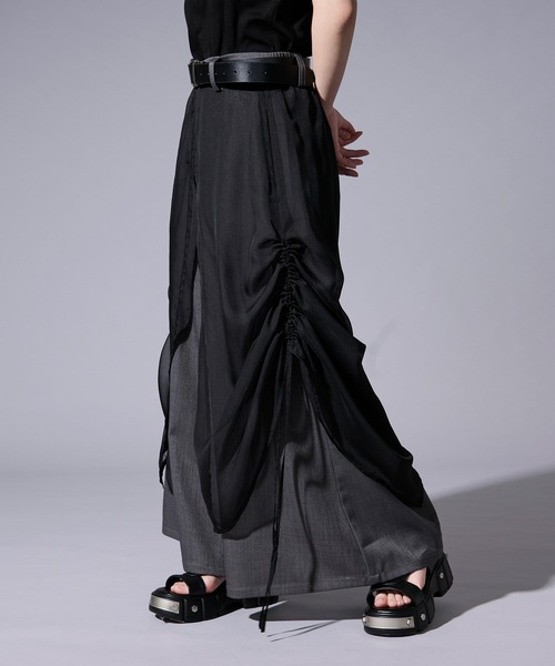 Ellno Loset（エルノロゼット）の「ドロストシアーレイヤードパンツ（スラックス・メンズ・ブラック/グレー・LARGE/MEDIUM/SMALL/X-SMALL）」の11枚目の写真