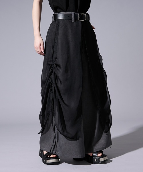 Ellno Loset（エルノロゼット）の「ドロストシアーレイヤードパンツ（スラックス・メンズ・ブラック/グレー・LARGE/MEDIUM/SMALL/X-SMALL）」の8枚目の写真