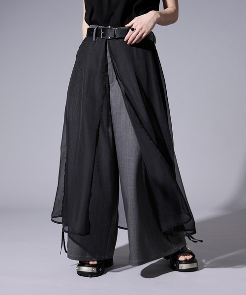 Ellno Loset（エルノロゼット）の「ドロストシアーレイヤードパンツ（スラックス・メンズ・ブラック/グレー・LARGE/MEDIUM/SMALL/X-SMALL）」の15枚目の写真