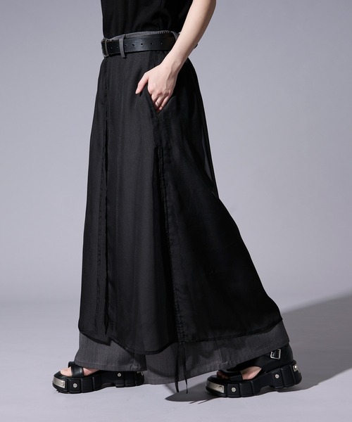 Ellno Loset（エルノロゼット）の「ドロストシアーレイヤードパンツ（スラックス・メンズ・ブラック/グレー・LARGE/MEDIUM/SMALL/X-SMALL）」の16枚目の写真