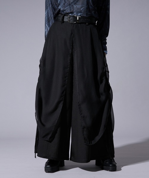 Ellno Loset（エルノロゼット）の「ドロストシアーレイヤードパンツ（スラックス・メンズ・ブラック/グレー・LARGE/MEDIUM/SMALL/X-SMALL）」の5枚目の写真