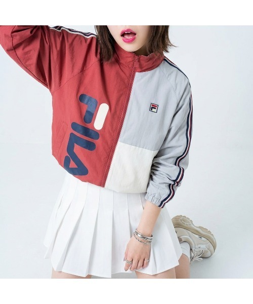 カズちん FILA ジップアップジャケット レッド/アイボリー FILA｜フィラのジャケット/アウター（レッド/赤色系）通販 - ZOZOTOWN