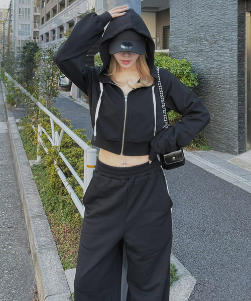 ONLINE限定/丈が選べる】配色ロゴ裏毛パーカーセットアップ