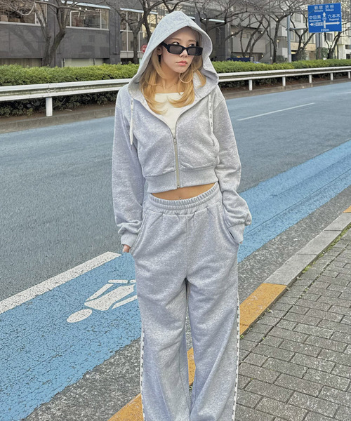 ONLINE限定/丈が選べる】配色ロゴ裏毛パーカーセットアップ