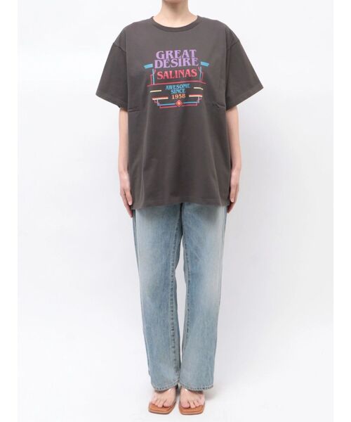 Ungrid（アングリッド）の「GREAT DESIRE Tee（Tシャツ/カットソー・レディース・ピンク/オフホワイト/チャコールグレー・FREE）」の9枚目の写真