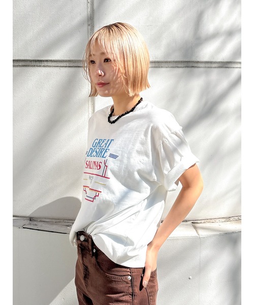 Ungrid（アングリッド）の「GREAT DESIRE Tee（Tシャツ/カットソー・レディース・ピンク/オフホワイト/チャコールグレー・FREE）」の16枚目の写真