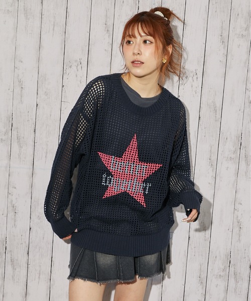 GORGE(ゴージ)の「《メッシュ・星ロゴ》ニット/カジュアル×ストリート/春夏秋/全2色(ニット/セーター・レディース・ネイビー/アイボリー・F)」の9枚目の写真