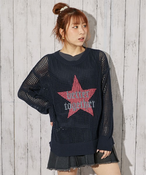 GORGE(ゴージ)の「《メッシュ・星ロゴ》ニット/カジュアル×ストリート/春夏秋/全2色(ニット/セーター・レディース・ネイビー/アイボリー・F)」の10枚目の写真