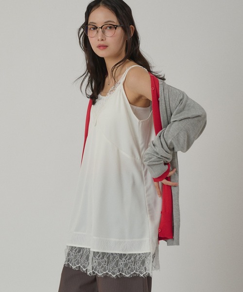 MUHET（ミュエータ）の「satin lace camisole / サテンレースキャミソール（キャミソール・レディース・オフホワイト/ブラック・FREE）」の11枚目の写真