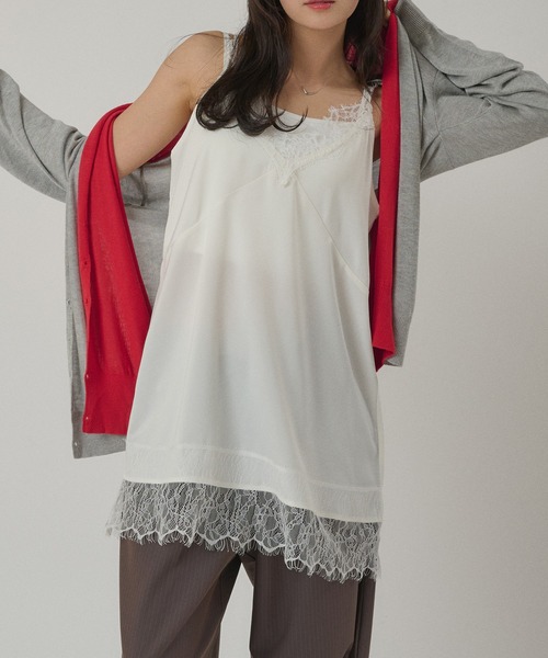 MUHET（ミュエータ）の「satin lace camisole / サテンレースキャミソール（キャミソール・レディース・オフホワイト/ブラック・FREE）」の10枚目の写真