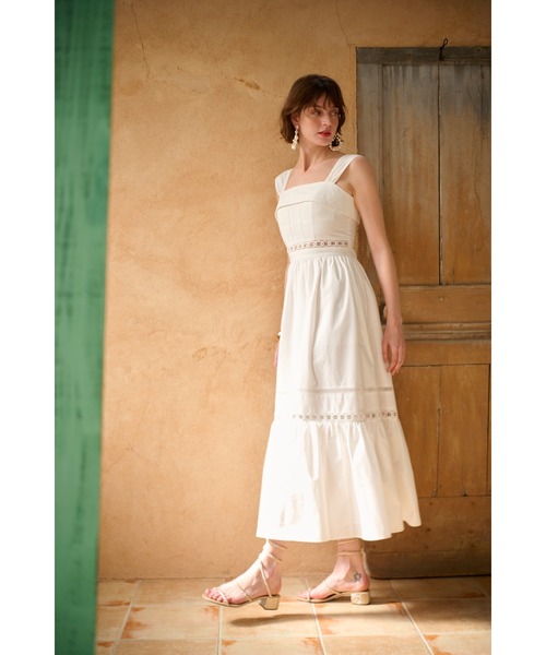Estella.K(エステラケー)の「Rebecca Sheer Tape Dress レーステープスウィッチングドレス(ワンピース・レディース・オフホワイト/オレンジ/ブルー/ピンク系その他・FREE)」の11枚目の写真