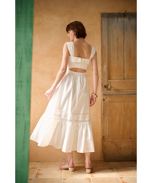 Estella.K(エステラケー)の「Rebecca Sheer Tape Dress レーステープスウィッチングドレス(ワンピース・レディース・オフホワイト/オレンジ/ブルー/ピンク系その他・FREE)」の12枚目の写真